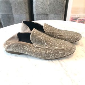 Lola Cruz Silver Sparkling Loafers